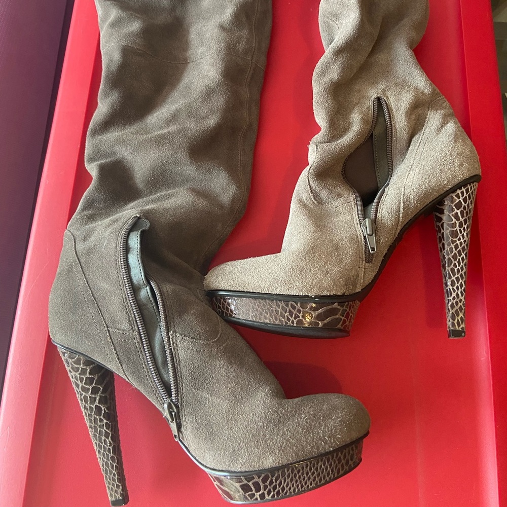 Knee high grey boots